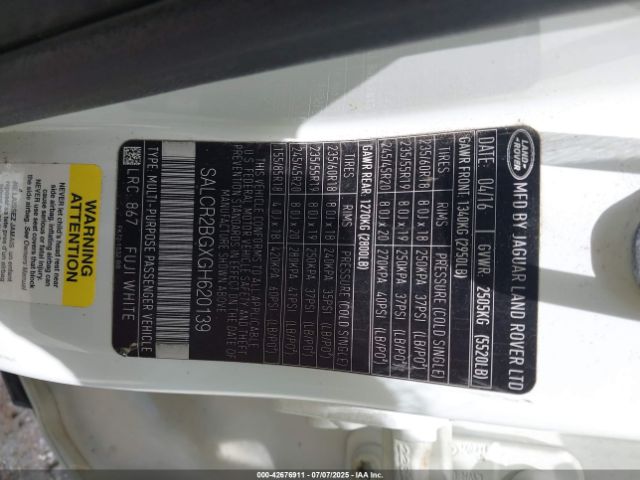 2016 LAND ROVER DISCOVERY SPORT SALCR2BGXGH620139 Photo 8