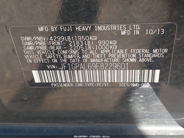 Subaru 2014 2014 JF1GPAL69E8229601 Image 9