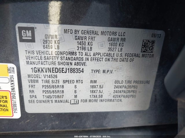 1GKKVNED6EJ188354 GMC llt