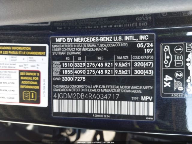 2024 MERCEDES-BENZ EQS 450 SUV 4JGDM2DB4RA034717 Photo 8