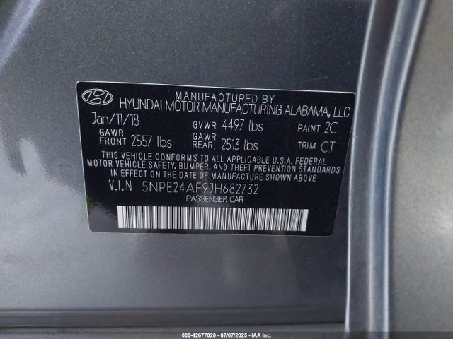 5NPE24AF9JH682732 Hyundai gdi theta-ii
