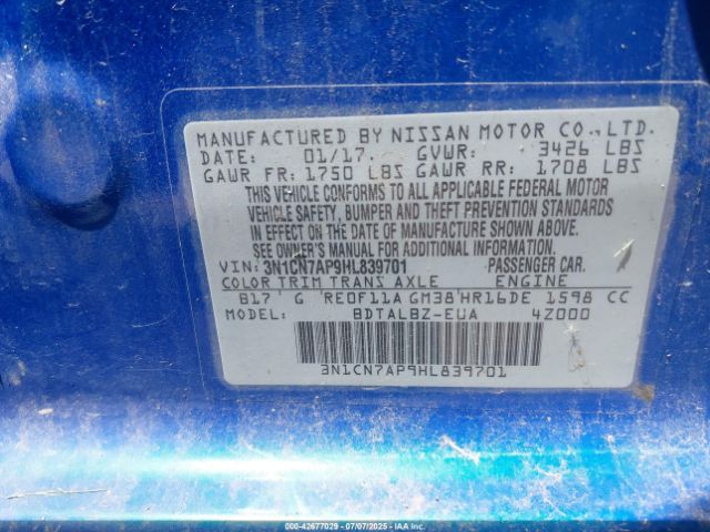 2017 NISSAN VERSA 3N1CN7AP9HL839701 Photo 8
