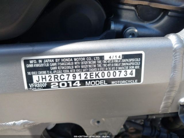2014 HONDA VFR800 JH2RC7912EK000734 Photo 9