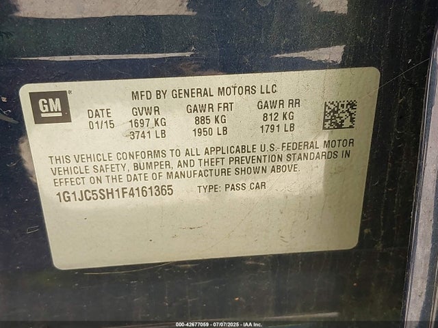 1G1JC5SH1F4161365 Chevrolet luw