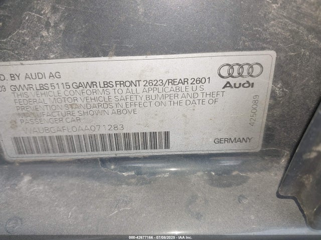 2010 AUDI S4 WAUBGAFL0AA071283 Photo 8