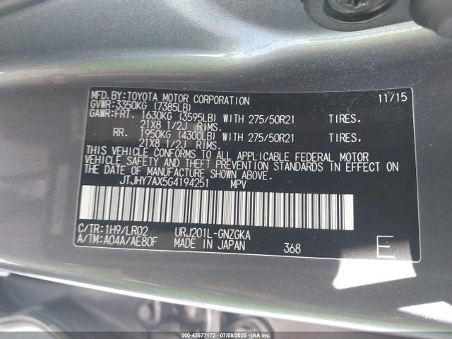 JTJHY7AX5G4194251 Lexus 3ur-fe