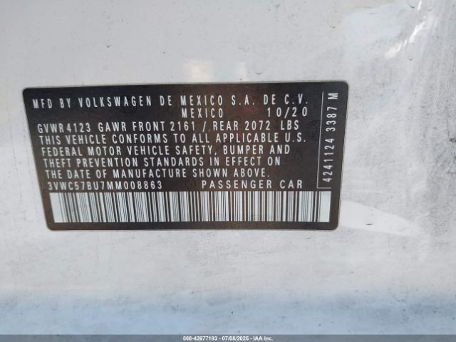 2021 VOLKSWAGEN JETTA 3VWC57BU7MM008863 Photo 8