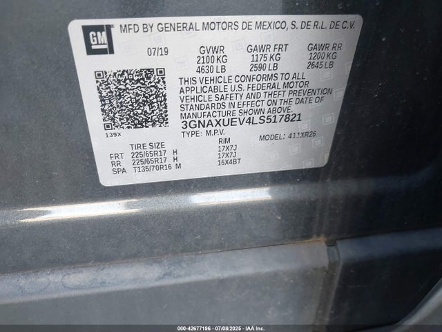 3GNAXUEV4LS517821 Chevrolet lyx - direct injection, vvt, fgt, turbo, alum, gen1