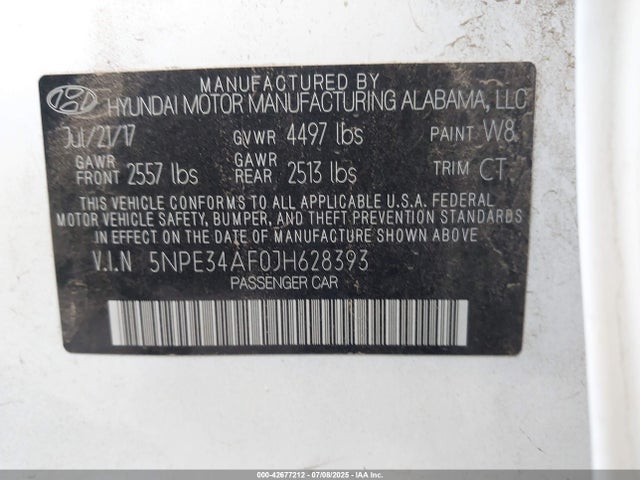 5NPE34AF0JH628393 Hyundai gdi theta-ii