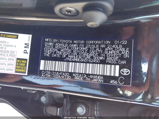 JTND4MBE6N3162450 Toyota Corolla Se Nightshade Edition