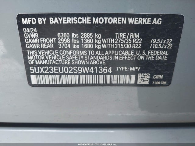 5UX23EU02S9W41364 BMW X5