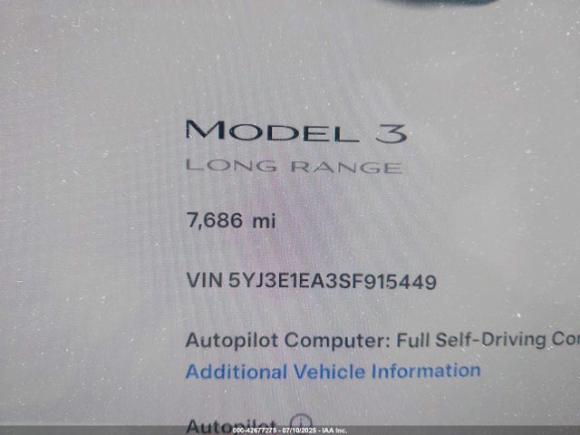 2025 TESLA MODEL 3 5YJ3E1EA3SF915449 Photo 6