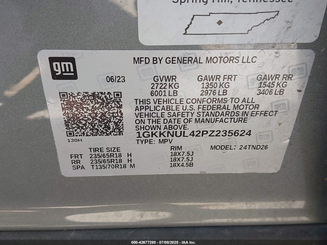 1GKKNUL42PZ235624 GMC lsy