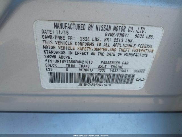 2015 INFINITI Q50 JN1BV7AR9FM421610 Photo 8