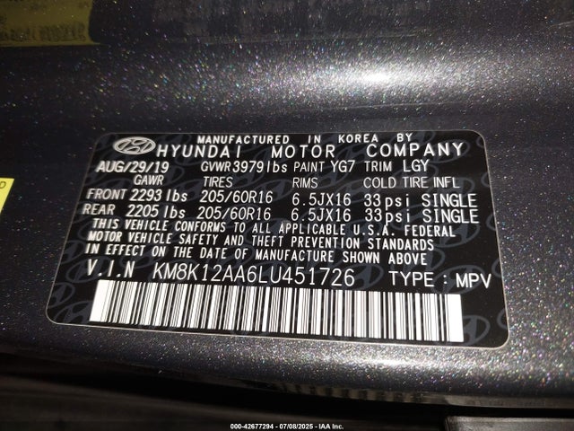 Hyundai mpi nu 2020 KM8K12AA6LU451726 Image 9
