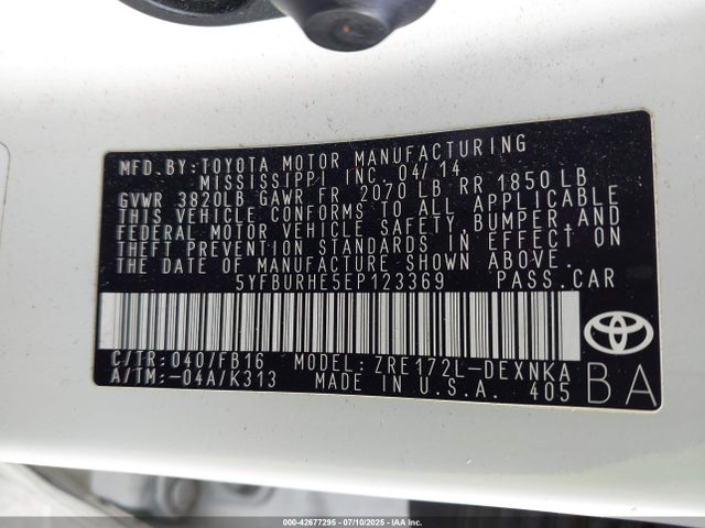 Toyota 2zr-fe 2014 5YFBURHE5EP123369 Image 9