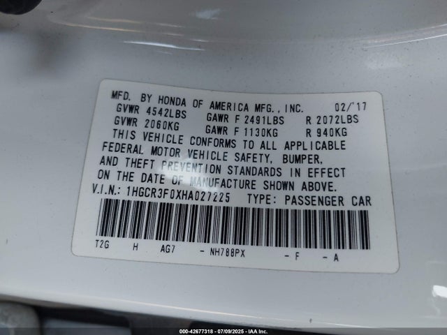 1HGCR3F0XHA027225 Honda j35y1