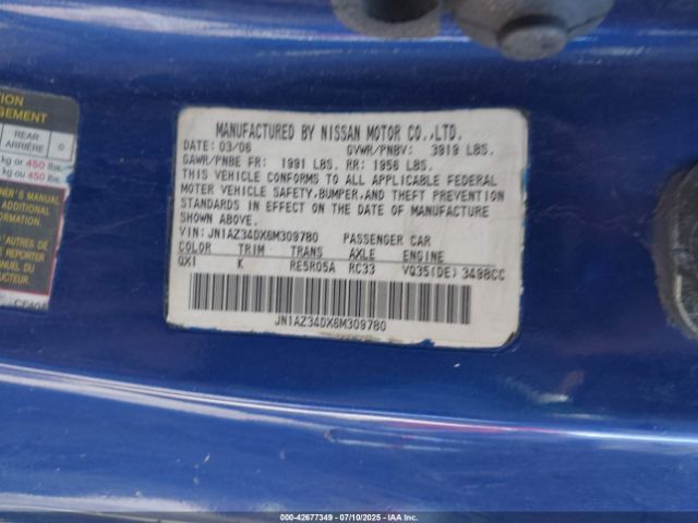 2006 NISSAN 350Z JN1AZ34DX6M309780 Photo 8