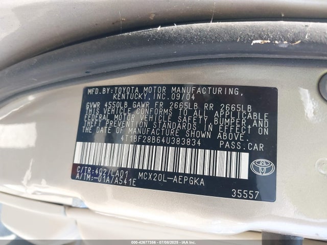 42677356 :رقم المزاد ، 4T1BF28B64U383834 vin ، 2004 Toyota Avalon Xl/xls مزاد بيع
