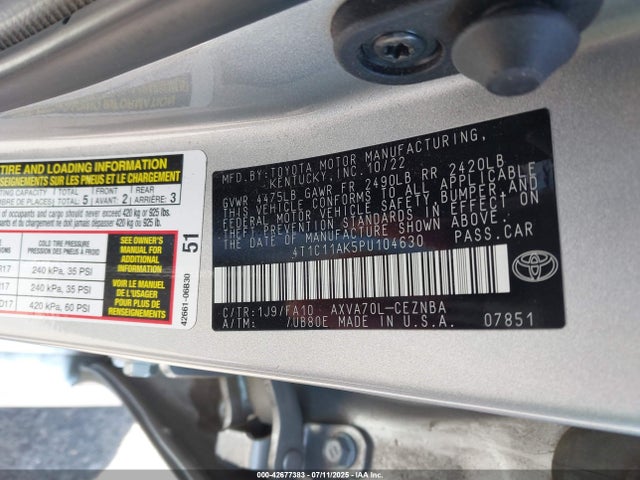4T1C11AK5PU104630 Toyota a25a-fks