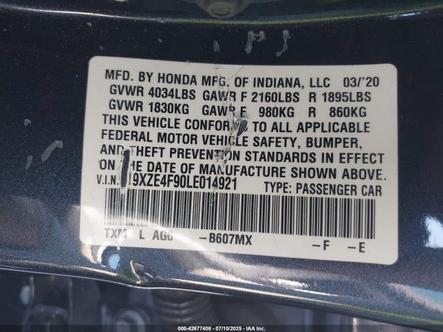 19XZE4F90LE014921 Honda leb6