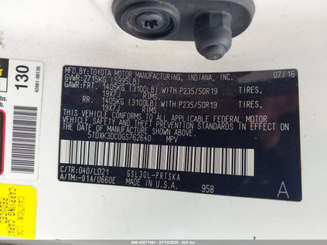 2016 TOYOTA SIENNA 5TDXK3DC0GS762640 Photo 8