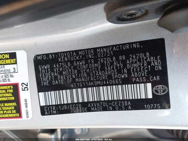4T1G11AK9MU440665 Toyota a25a-fks