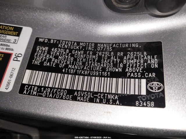 Toyota 2ar-fe 2015 4T1BF1FK8FU991161 Image 9