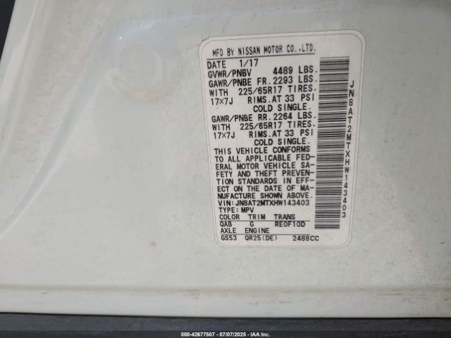 2017 NISSAN ROGUE JN8AT2MTXHW143403 Photo 8