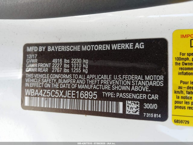 BMW 440I 2018 WBA4Z5C5XJEE16895 Image 9