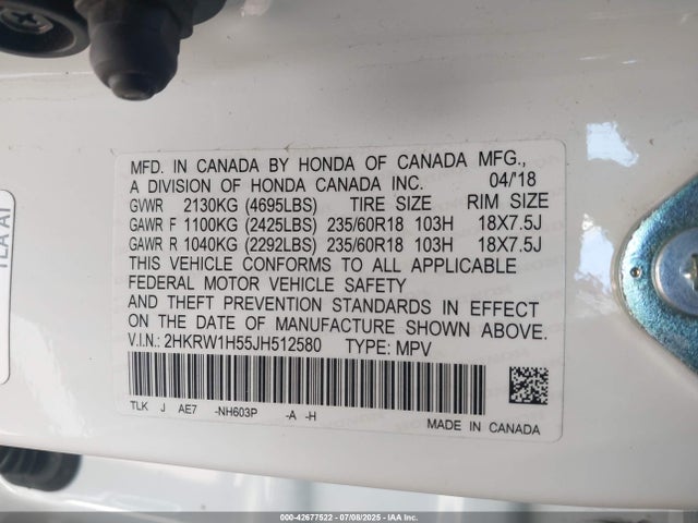 2HKRW1H55JH512580 Honda l15be