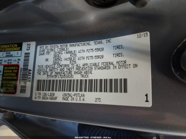 5TFHY5F17GX518181 Toyota 3ur-fe