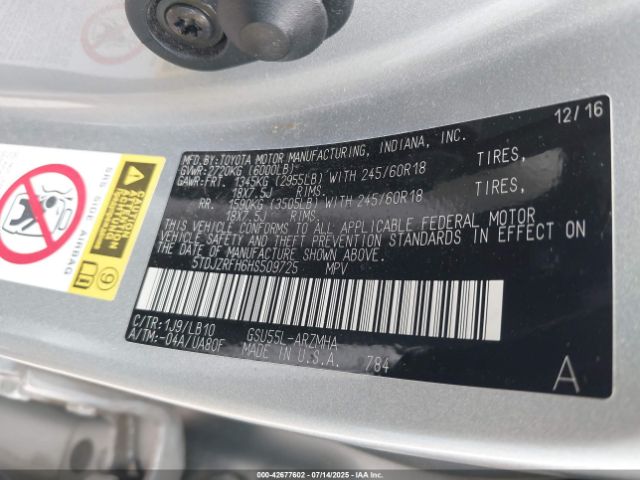 2017 TOYOTA HIGHLANDER 5TDJZRFH6HS509725 Photo 8