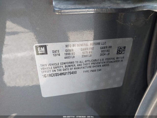1G1RC6S54HU179490 Chevrolet l3a - di: direct injectio, vvt: variable valve timing, hybrid, gen 1