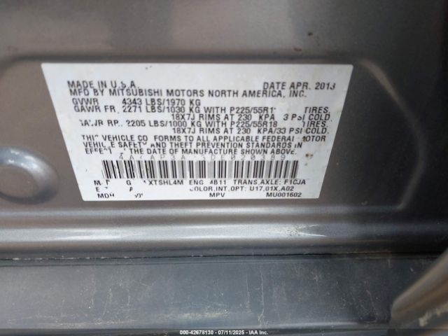 2013 MITSUBISHI OUTLANDER SPORT 4A4AP3AU3DE020389 Photo 8