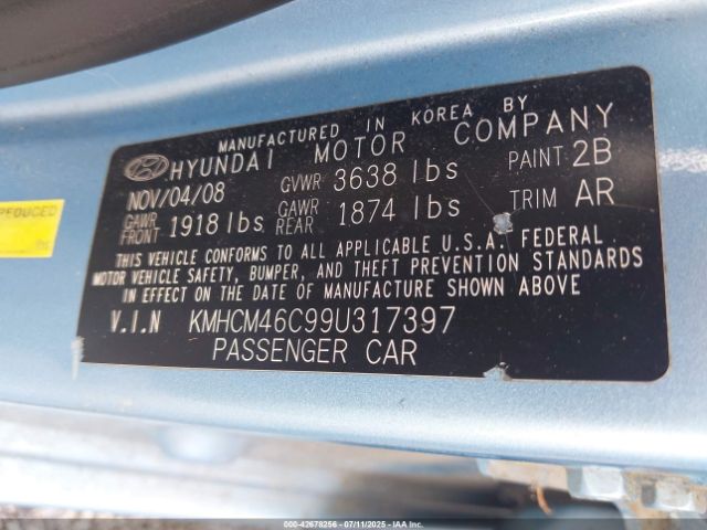 2009 HYUNDAI ACCENT KMHCM46C99U317397 Photo 8