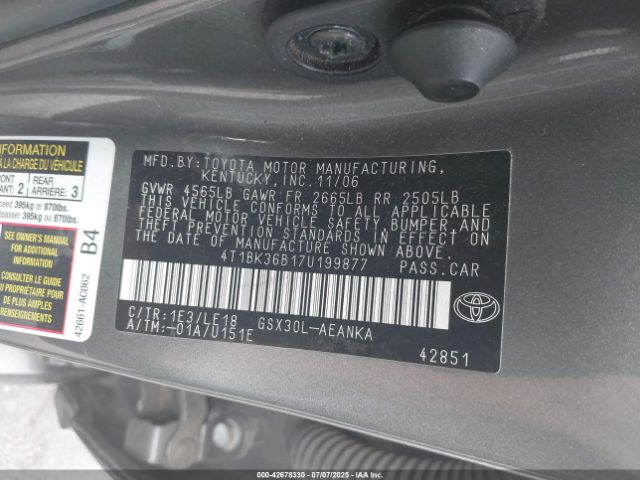 2007 TOYOTA AVALON 4T1BK36B17U199877 Photo 8