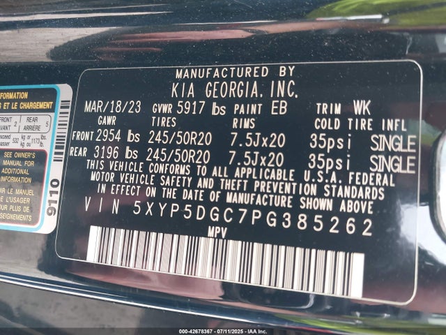 KIA gdi lambda-ii 2023 5XYP5DGC7PG385262 Image 9