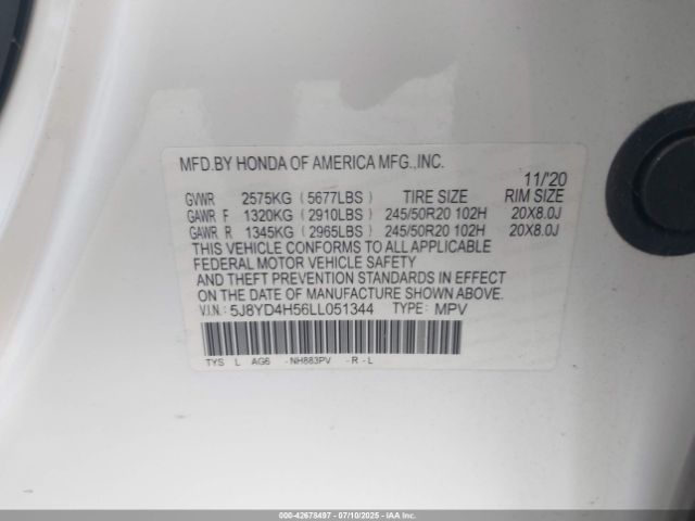 2020 ACURA MDX 5J8YD4H56LL051344 Photo 8