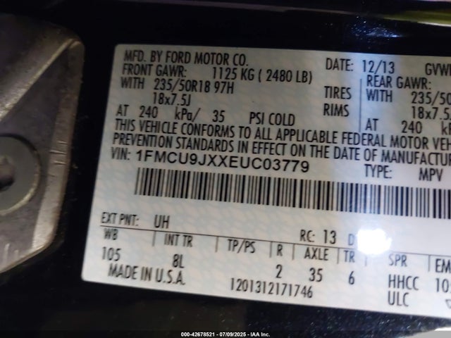 1FMCU9JXXEUC03779 Ford 2014