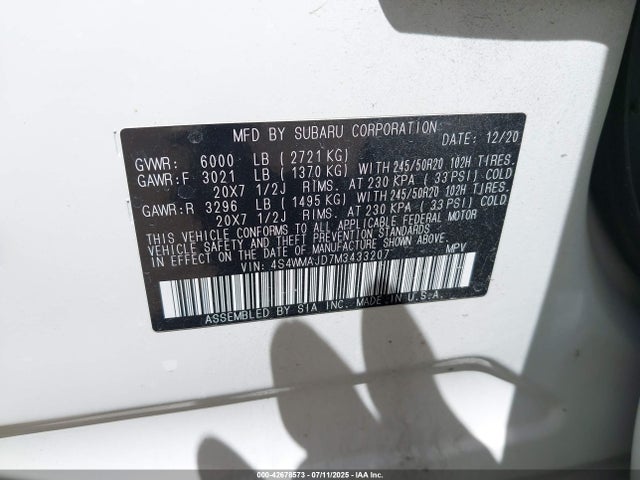 4S4WMAJD7M3433207 Subaru 2021