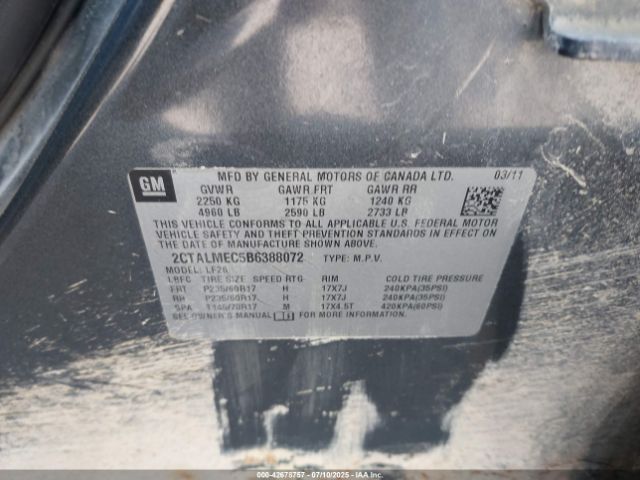2011 GMC TERRAIN 2CTALMEC5B6388072 Photo 8