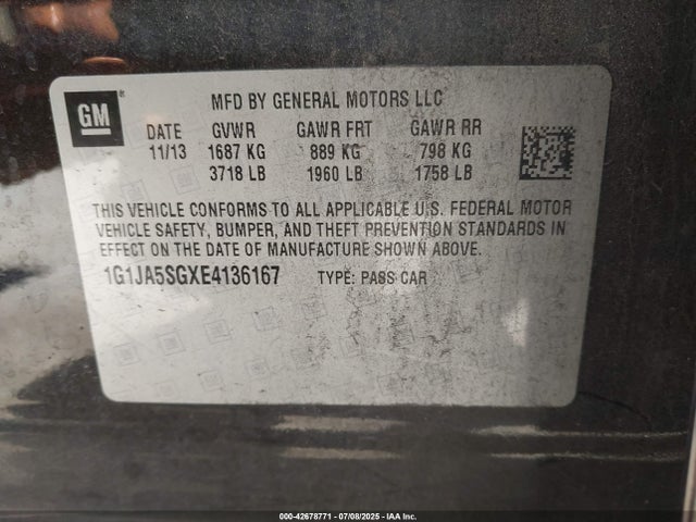 1G1JA5SGXE4136167 Chevrolet lwe