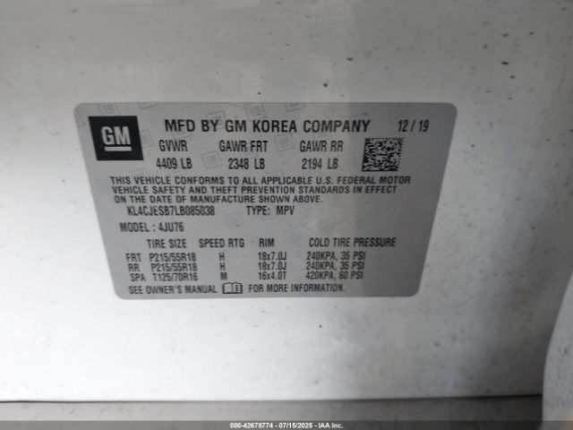 2020 BUICK ENCORE KL4CJESB7LB085038 Photo 8