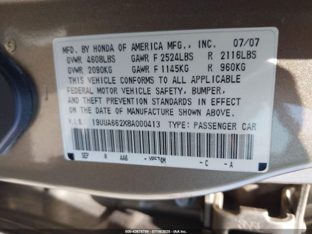 2008 ACURA TL 19UUA662X8A000413 Photo 8