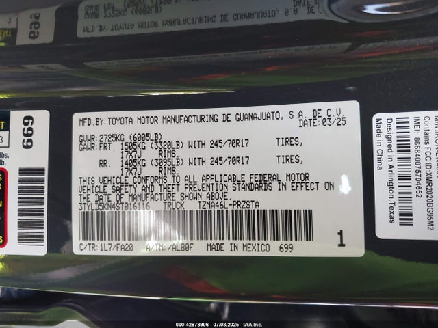 Toyota t24a-fts 2025 3TYLD5KN4ST016116 Image 9