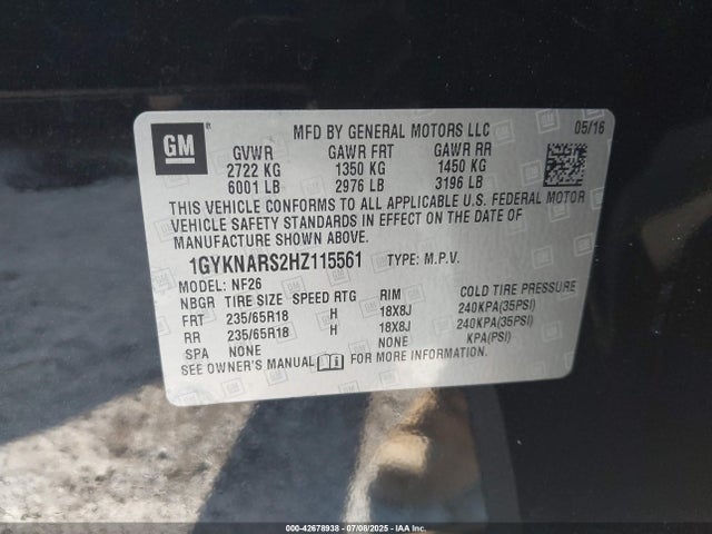 2017 CADILLAC XT5 1GYKNARS2HZ115561 Photo 8