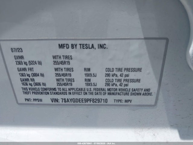 2023 TESLA MODEL Y 7SAYGDEE9PF829710 Photo 8