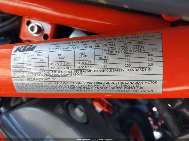 KTM Duke 2023 MD2JPJ407PN201322 Image 10