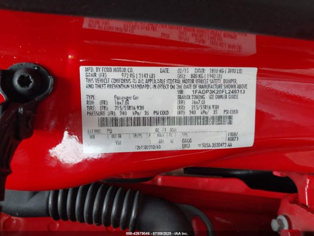 2015 FORD FOCUS 1FADP3K20FL249313 Photo 8